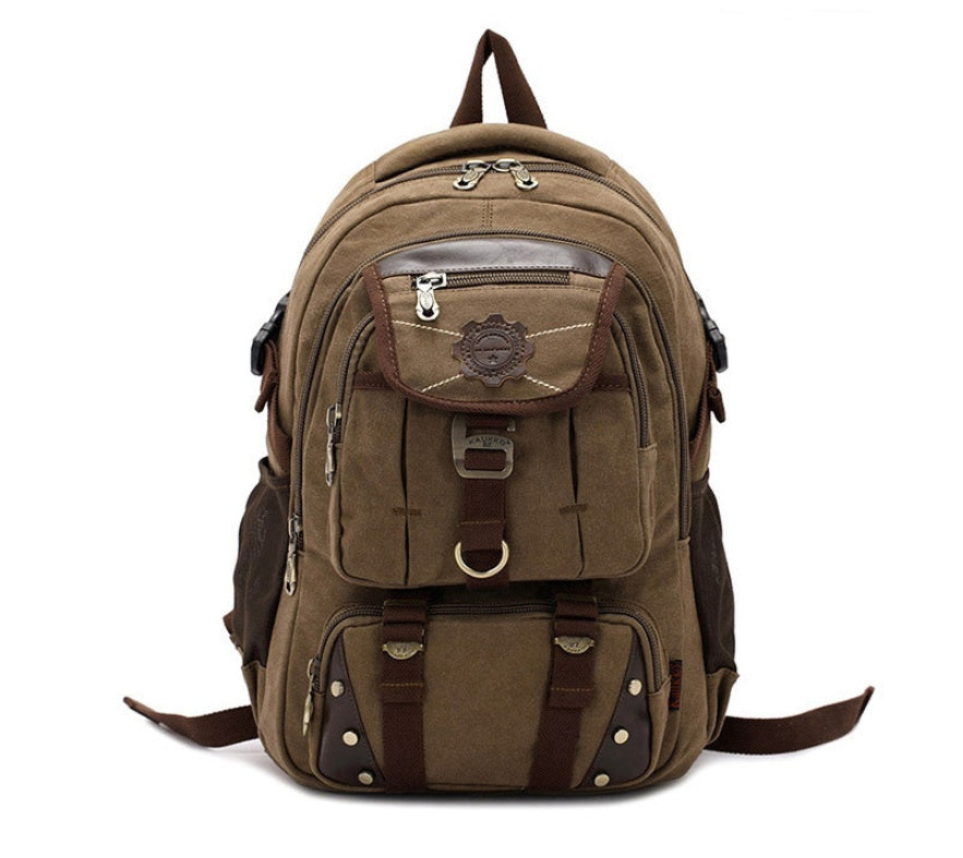 Large Canvas Travel Backpack – 20–35L, Laptop Compartment & Air Cushion Straps
