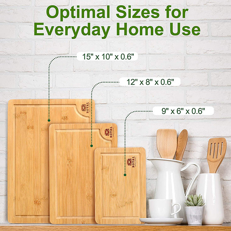 Wood Cutting Board Three-Piece Set Bamboo
