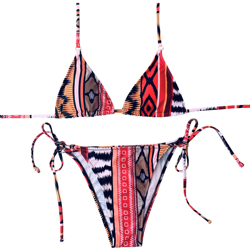 Fashion Printed Women's Backless Sexy Swimsuit Bikini Swimwear Two Piece Suits