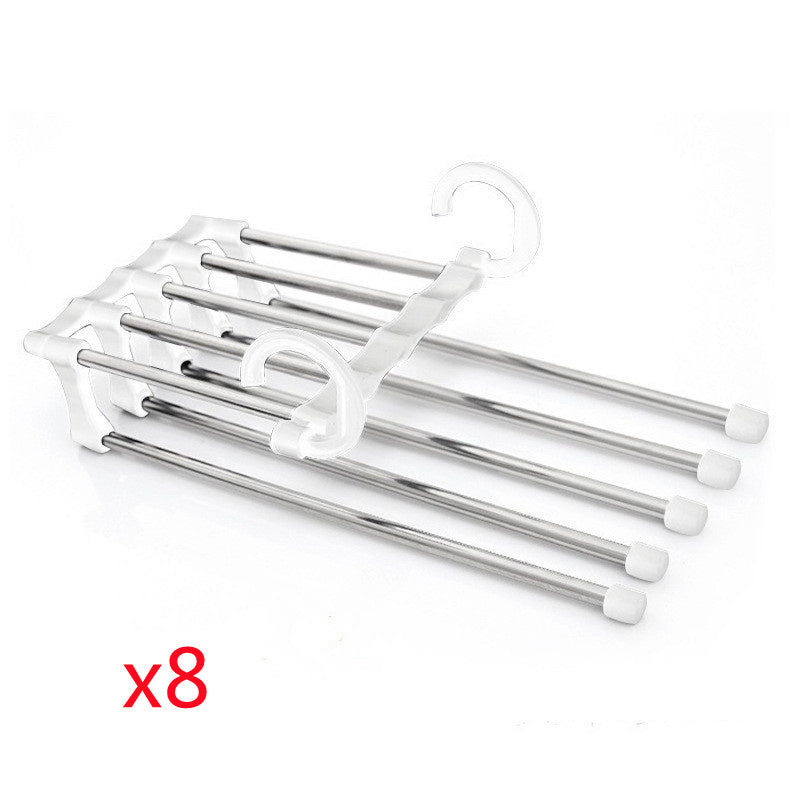 5-in-1 Stainless Steel Pants Hanger – Space-Saving Multi-Bar Trouser Rack for Closet Organization