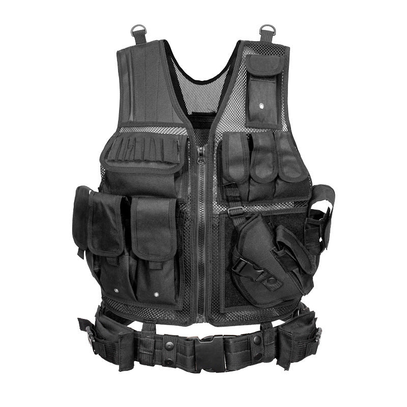 Equipped with tactical vest