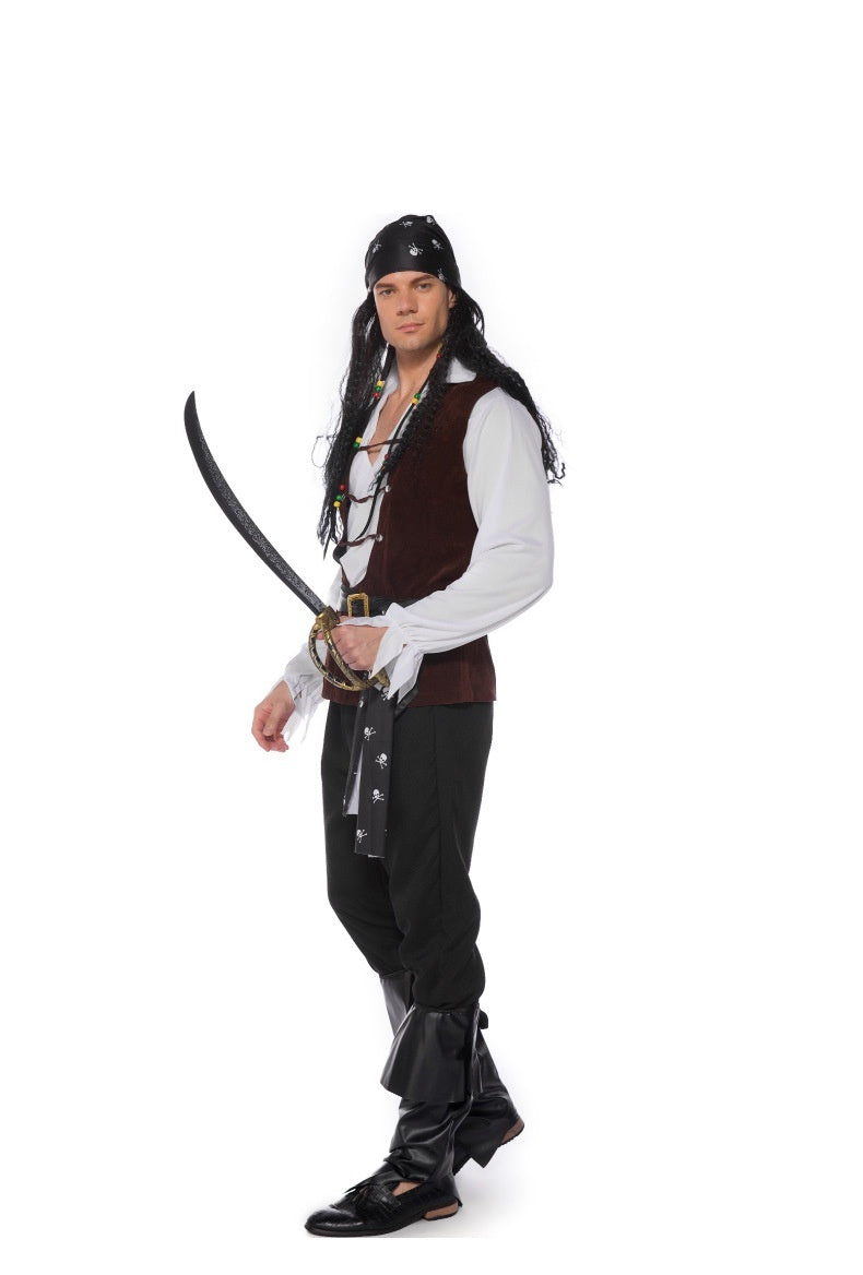 Men's Pirates of the Caribbean Cosplay Costume – 7-Piece Halloween Outfit Set
