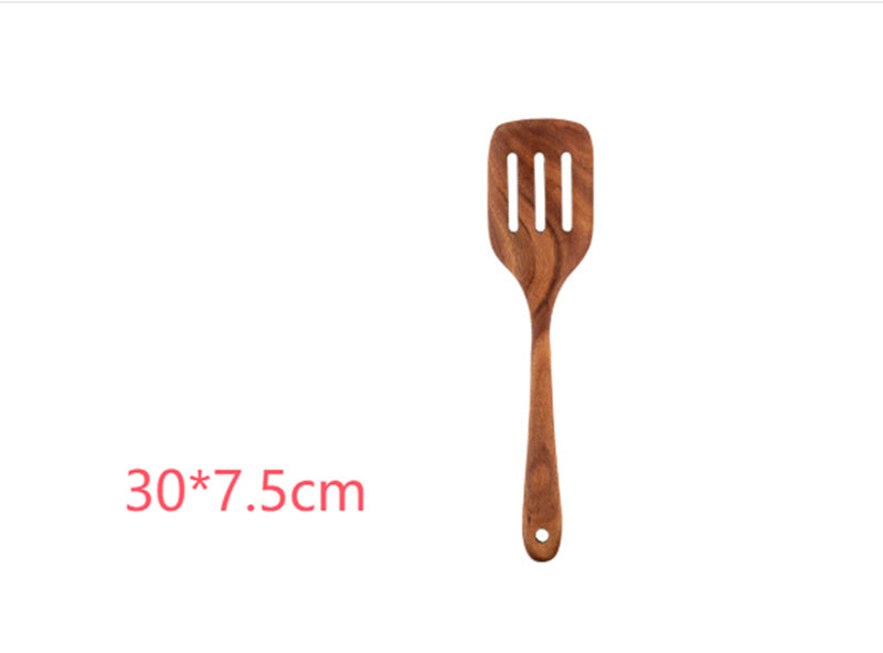 Wooden spatula on a white background with dimensions 30*7.5cm.