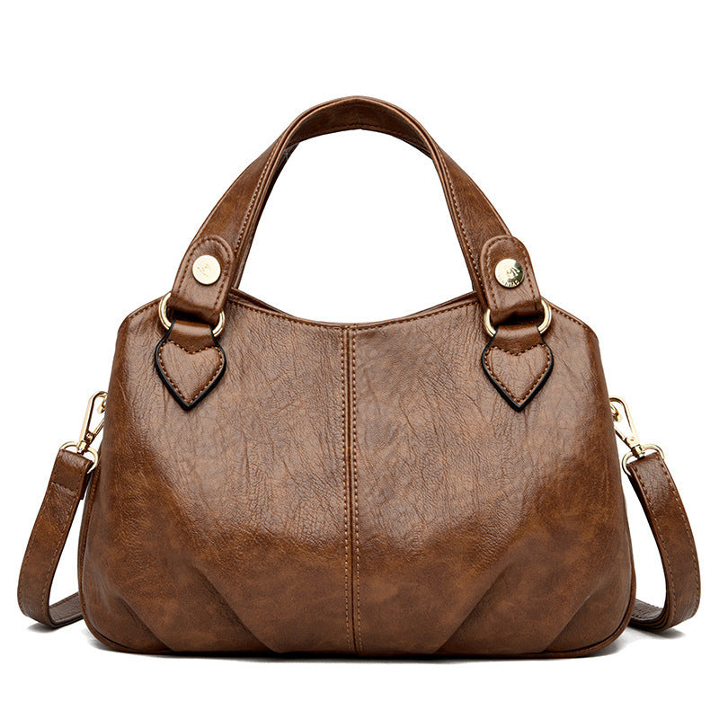 Women's Sheepskin Leather Shoulder Bag – Large Stitched Tote Crossbody Handbag