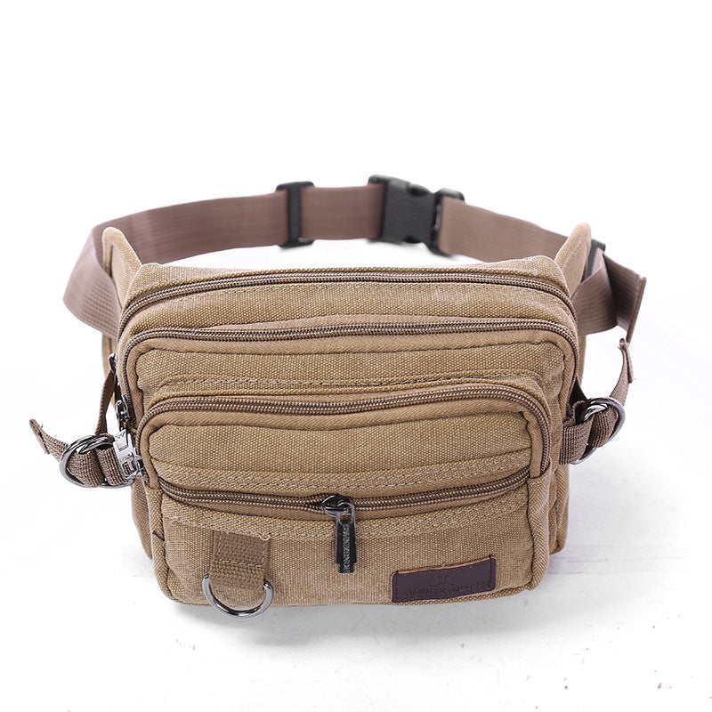 Canvas Fanny Pack – 4-Zipper Pocket Waist Bag for Men & Women