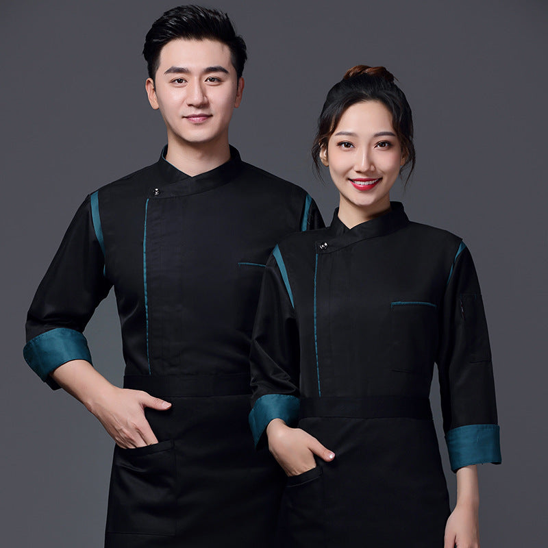 Men's Long-Sleeve Chef Jacket — Color Block, Sizes M–4XL