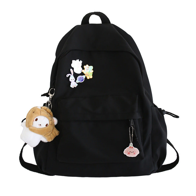 Women's Solid Color College Student's Large Capacity Schoolbag