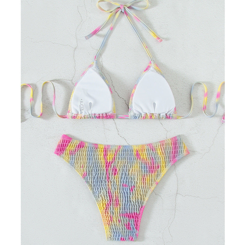 Multicolor Strap Split Two-Piece Bikini Beach Swimsuit