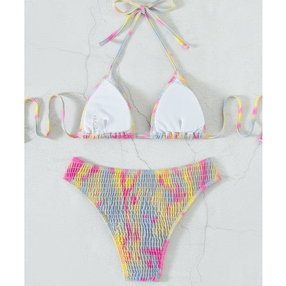 Multicolor Strap Split Two-Piece Bikini Beach Swimsuit