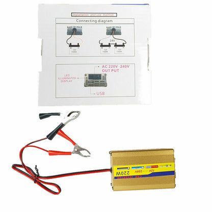 220W Inverter100W Solar Panel Kit USB Battery Charger Convert AC,DC Outdoor USA