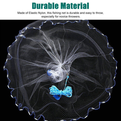 Fishing Cast Net Bait Easy Throw Hand Cast Strong Nylon Mesh