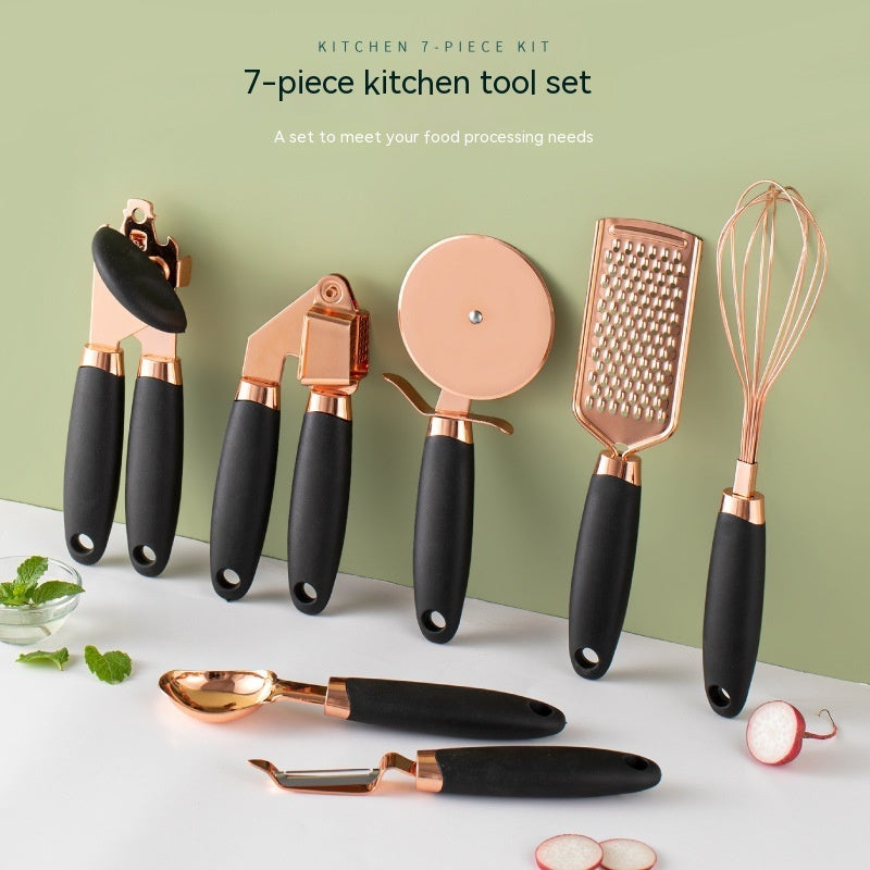 Kitchen Household Peeler Gadget Copper Plating 7 Piece Set