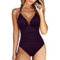 Solid Color Halter Thin Bikini One-piece Swimsuit