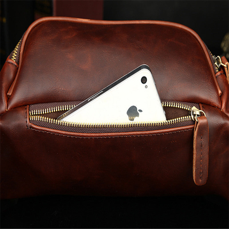 Retro Men's Waist Bag Crazy Horse Crossbody Bag