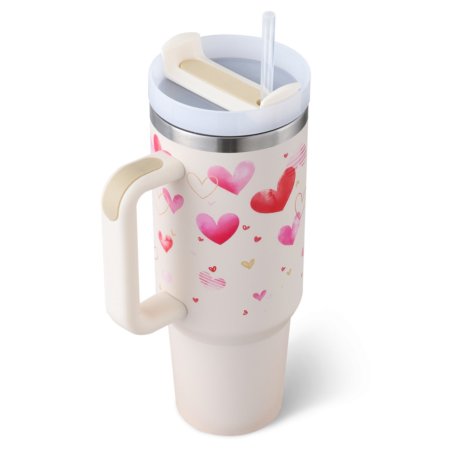40 Oz Tumbler With Handle Straw Insulated, Stainless Steel Spill Proof Vacuum Coffee Cup Tumbler With Lid Tapered Mug Gifts Suitable For Car Gym Office Travel