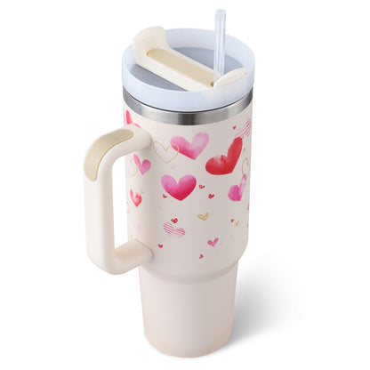 40 Oz Tumbler With Handle Straw Insulated, Stainless Steel Spill Proof Vacuum Coffee Cup Tumbler With Lid Tapered Mug Gifts Suitable For Car Gym Office Travel