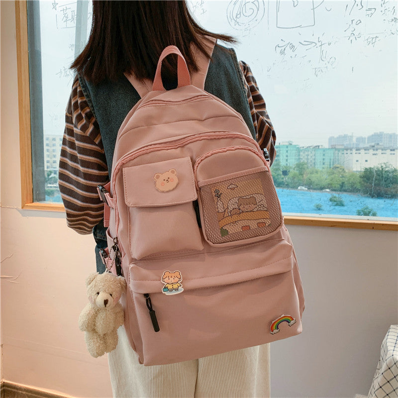 Small Canvas Net Neutral Student Schoolbag
