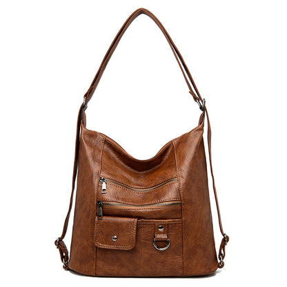 Soft leather diagonal shoulder bag