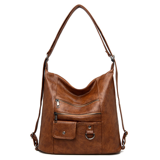 Soft leather diagonal shoulder bag