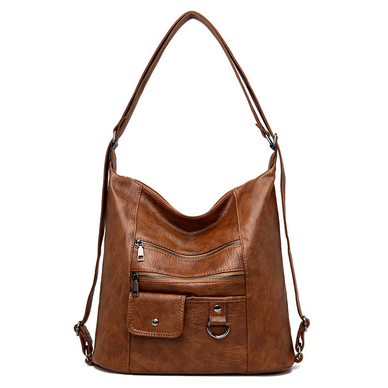 Soft leather diagonal shoulder bag