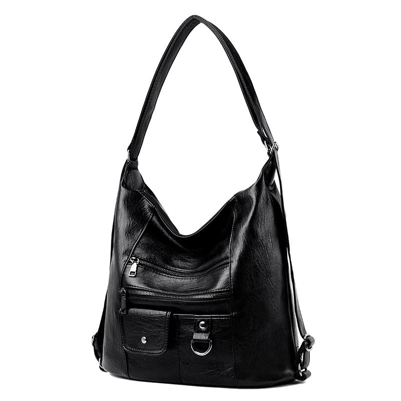 Soft leather diagonal shoulder bag