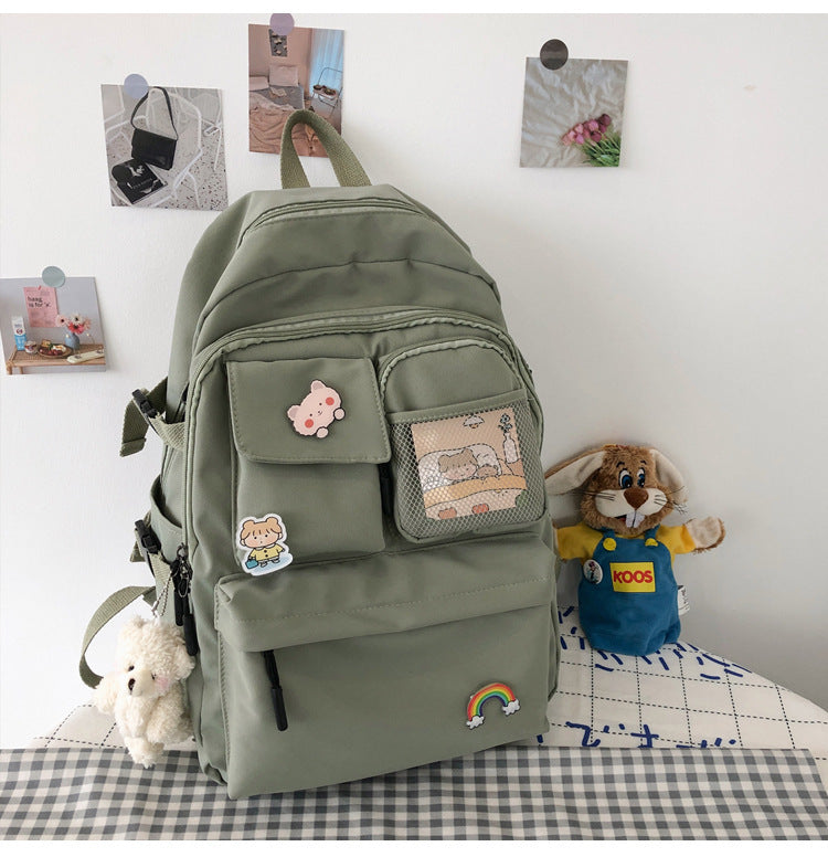 Small Canvas Net Neutral Student Schoolbag