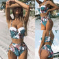 Women's split bikini with leaf print