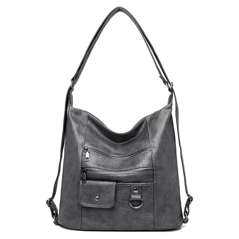 Soft leather diagonal shoulder bag
