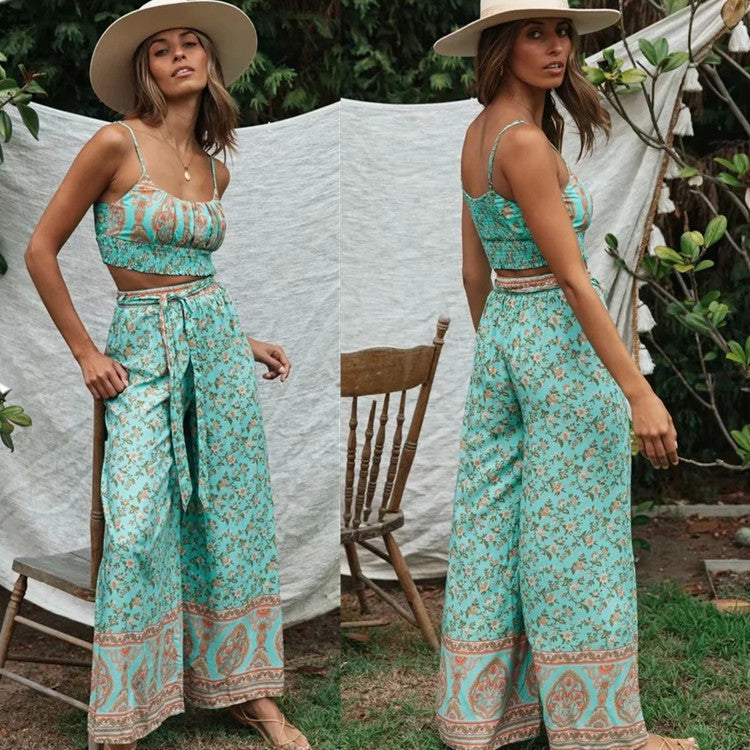 Boho retro print outfit
