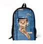 Cat Backpack Cute 3D Animal Denim Backpacks for Children Boys Girls Casual Kids School Bag Mochila Travel Backpack