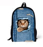 Cat Backpack Cute 3D Animal Denim Backpacks for Children Boys Girls Casual Kids School Bag Mochila Travel Backpack