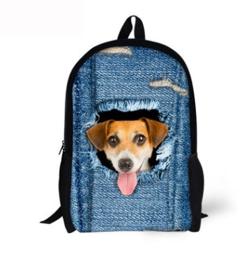 Cat Backpack Cute 3D Animal Denim Backpacks for Children Boys Girls Casual Kids School Bag Mochila Travel Backpack