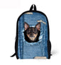Cat Backpack Cute 3D Animal Denim Backpacks for Children Boys Girls Casual Kids School Bag Mochila Travel Backpack