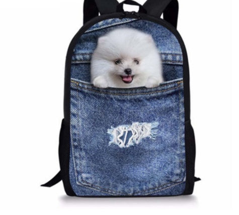 Cat Backpack Cute 3D Animal Denim Backpacks for Children Boys Girls Casual Kids School Bag Mochila Travel Backpack