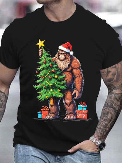 T-shirt Christmas Bigfoot, Casual Round Neck Short Sleeve