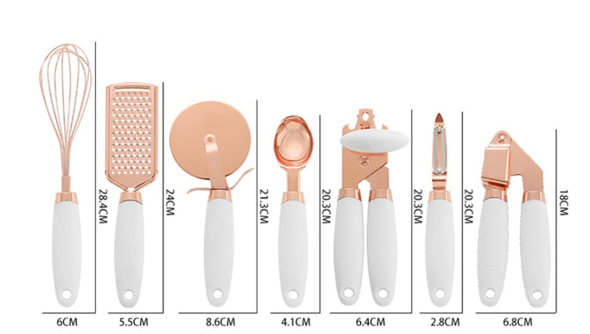 Kitchen Household Peeler Gadget Copper Plating 7 Piece Set