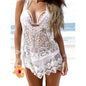 Seaside Holiday Beach Skirt Halter Embroidered Mesh Lace Hollow Bikini Blouse