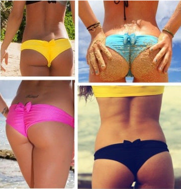 Swimwear Bikini Bow Sexy Low Waist Ladies Swim Shorts