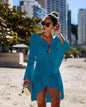 Lace-Up Beach Long Skirt Bikini Sunscreen Blouse