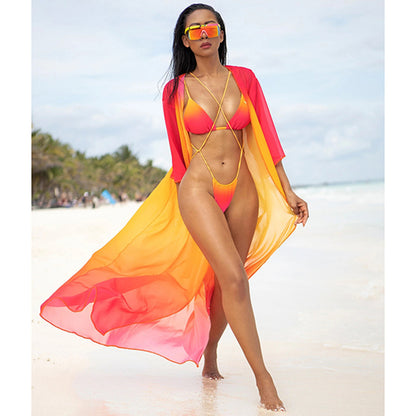 Sexy Gradient Swimwear Bikini Split Swimsuit