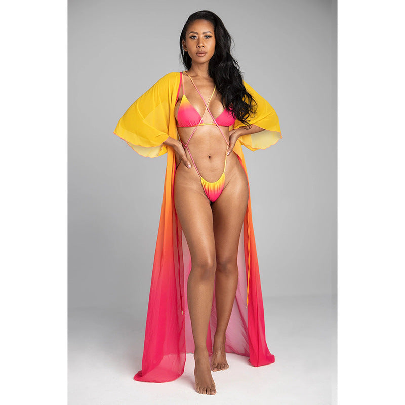 Sexy Gradient Swimwear Bikini Split Swimsuit
