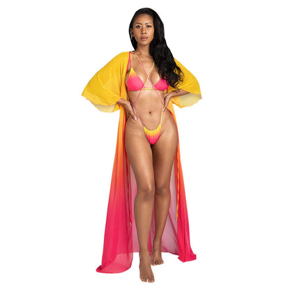 Sexy Gradient Swimwear Bikini Split Swimsuit