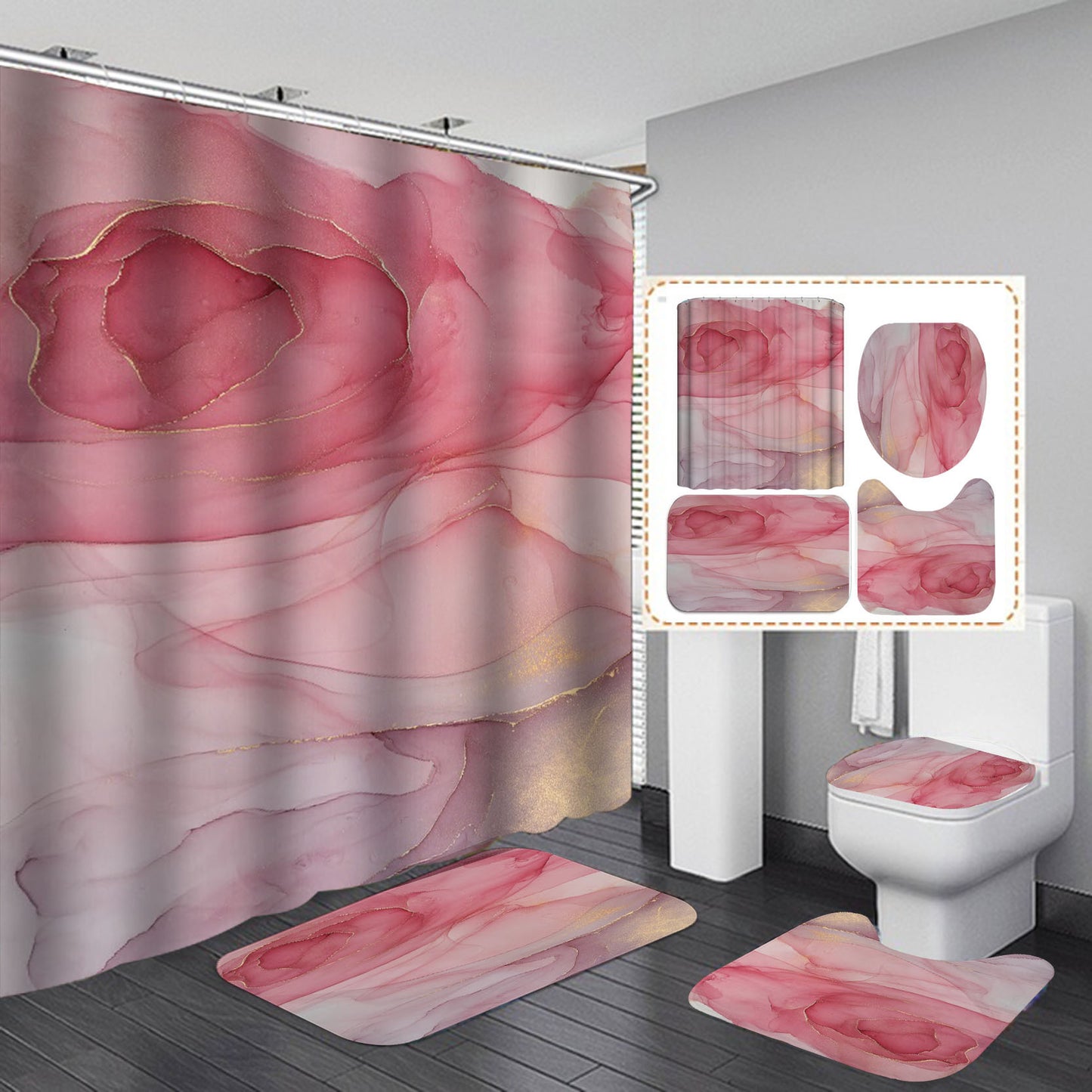 Shower Curtain Bathroom Home Decor seat cover floor mat u-shaped mat