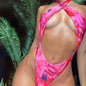 One piece swimsuit women stand alone with cross gradient print on chest
