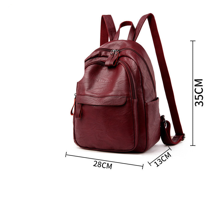 Versatile Soft Leather Bag Simple Fashion Backpack