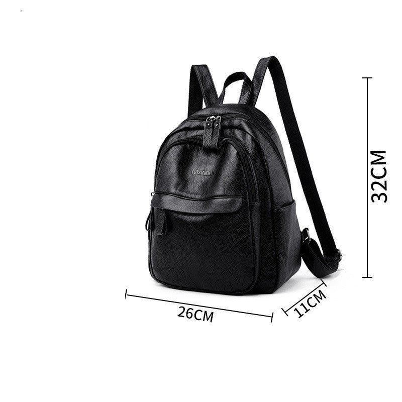 Versatile Soft Leather Bag Simple Fashion Backpack