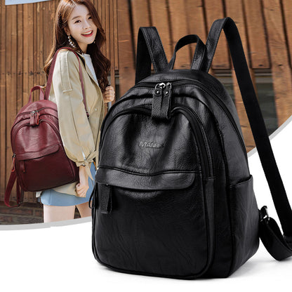 Versatile Soft Leather Bag Simple Fashion Backpack