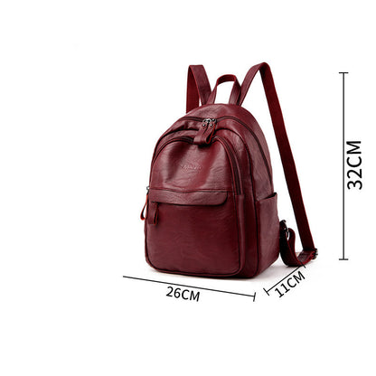 Versatile Soft Leather Bag Simple Fashion Backpack
