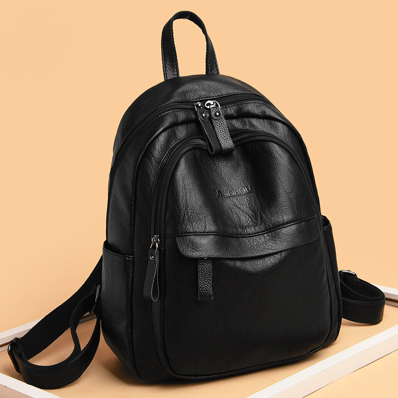 Versatile Soft Leather Bag Simple Fashion Backpack
