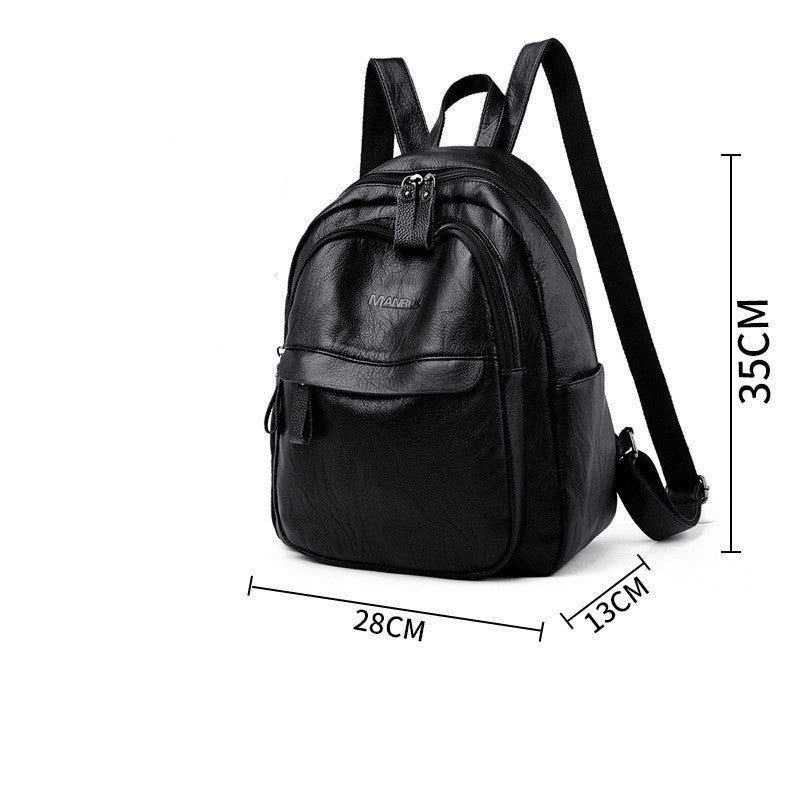 Versatile Soft Leather Bag Simple Fashion Backpack